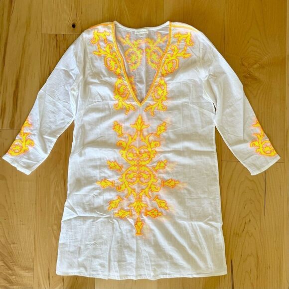 NWOT Shoshanna Embroidered White Cotton Tunic Coverup XS P - Picture 1 of 3